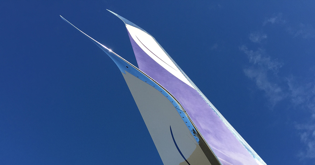 The blended winglet is the most common type used today on both business and commercial jets.